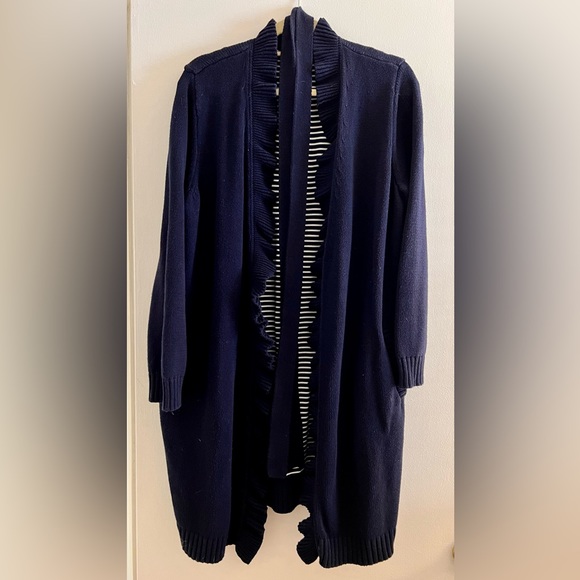 Talbots sweater knit  bathrobe with ruffles. - Picture 2 of 11